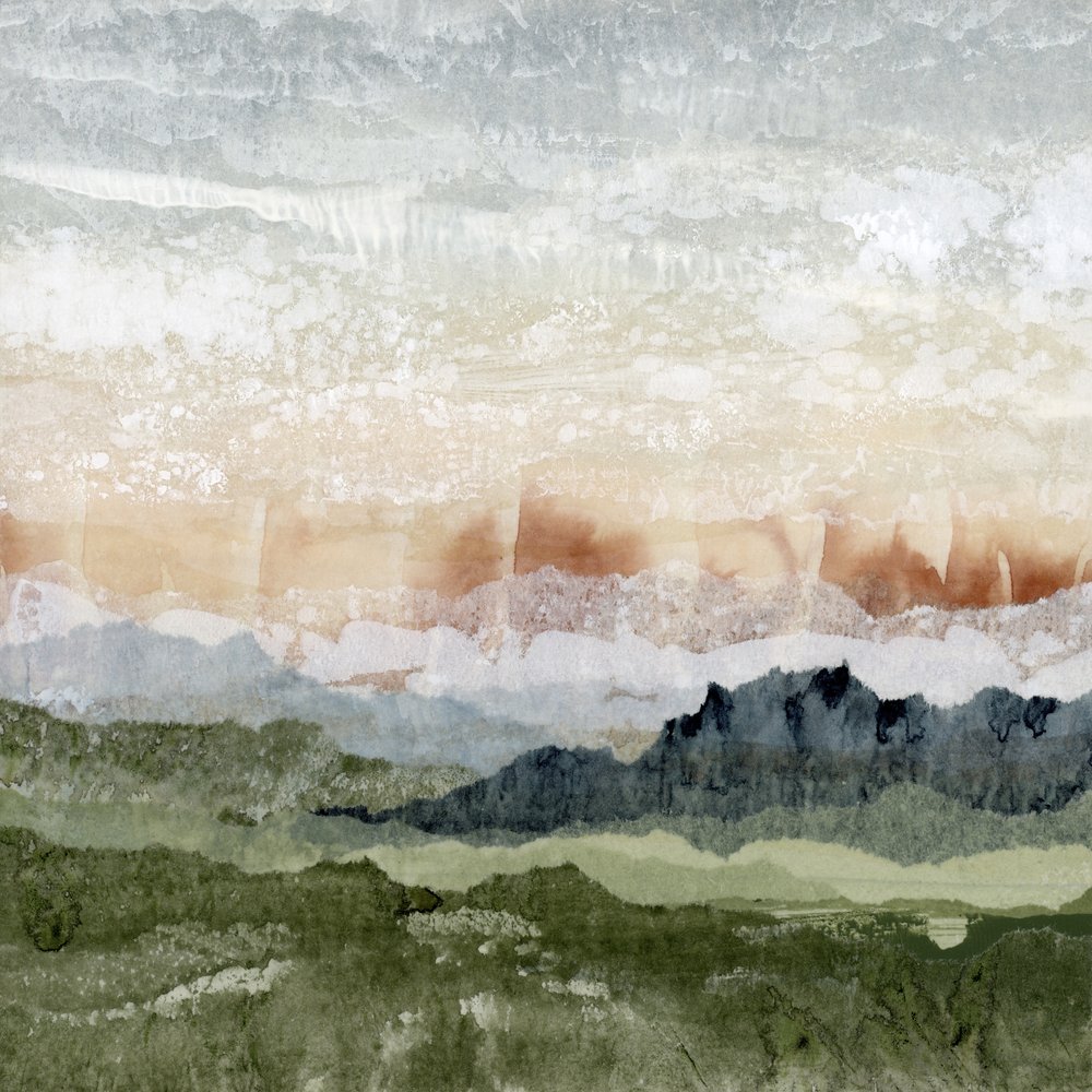 重なり合う山々の抽象画 作： 