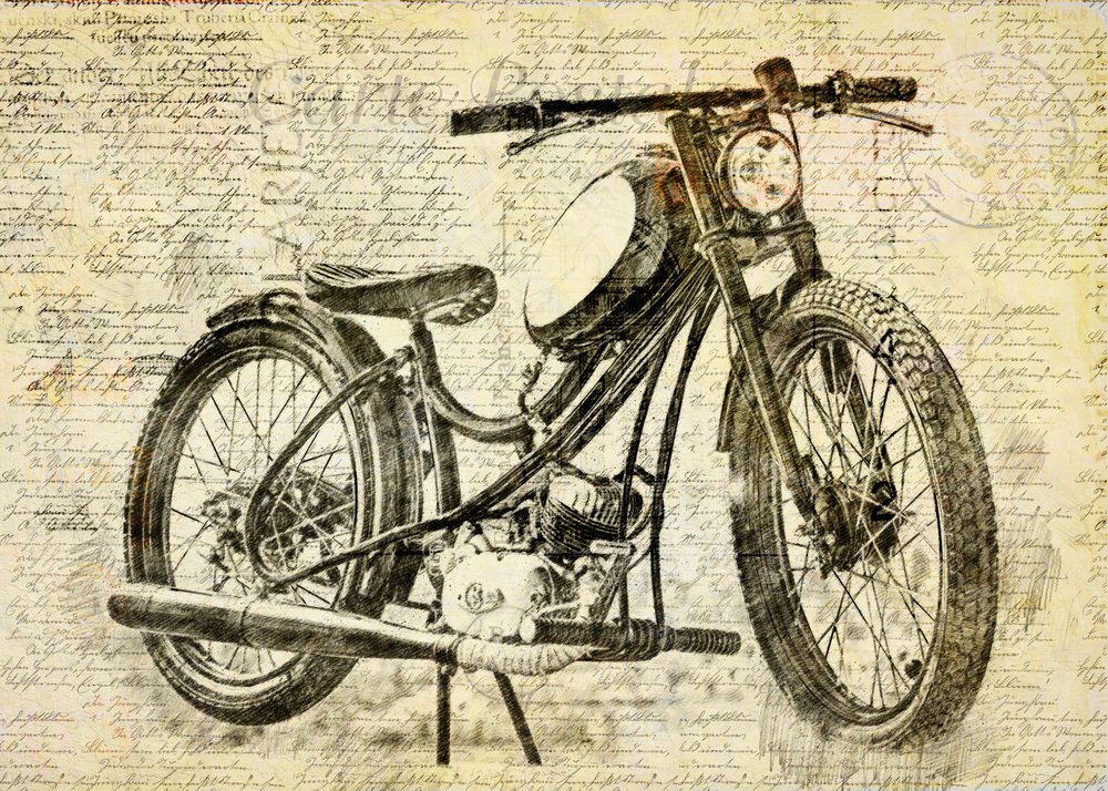 古いオートバイ 作： 