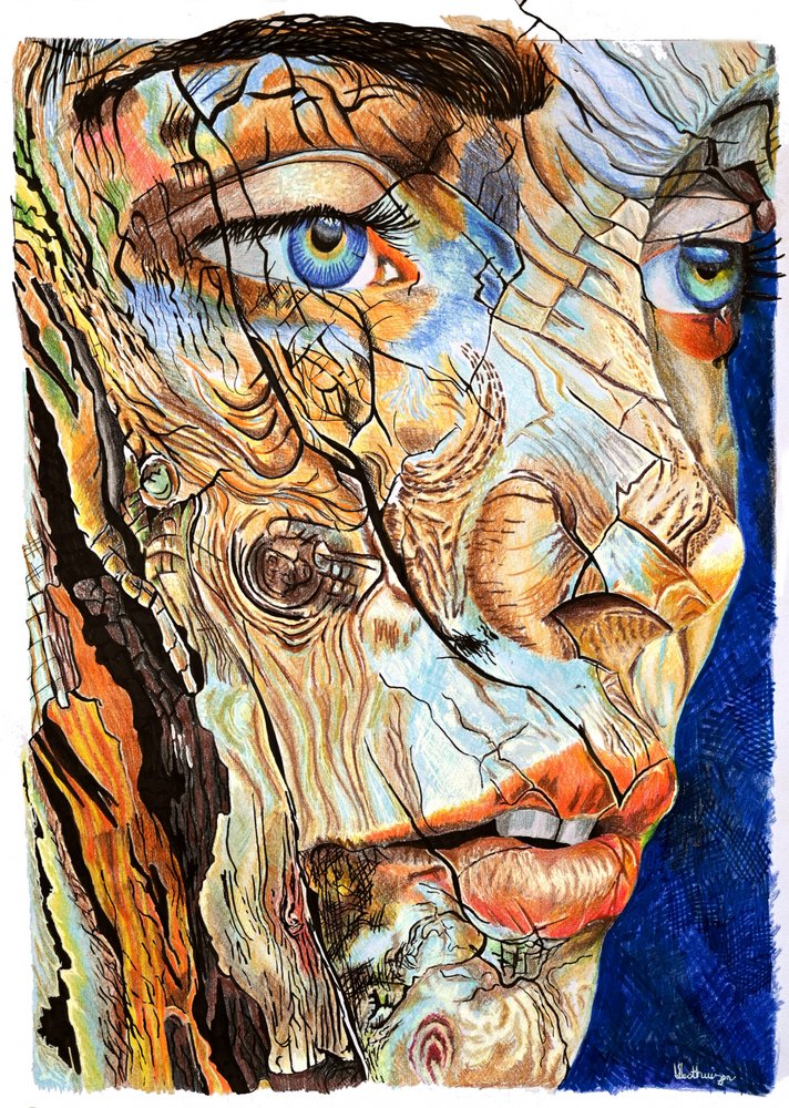 ひび割れた木の肖像画 作： 