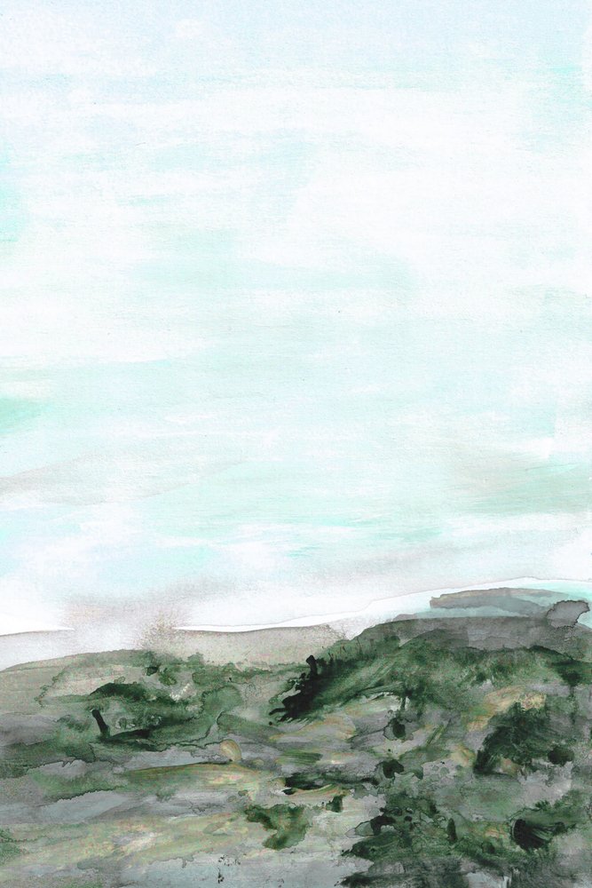 穏やかな緑の海岸風景 作： 