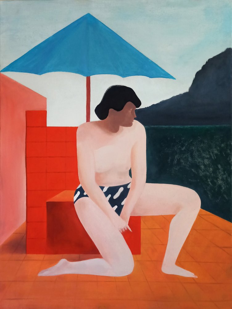 夏の女性、海の眺め 作： 