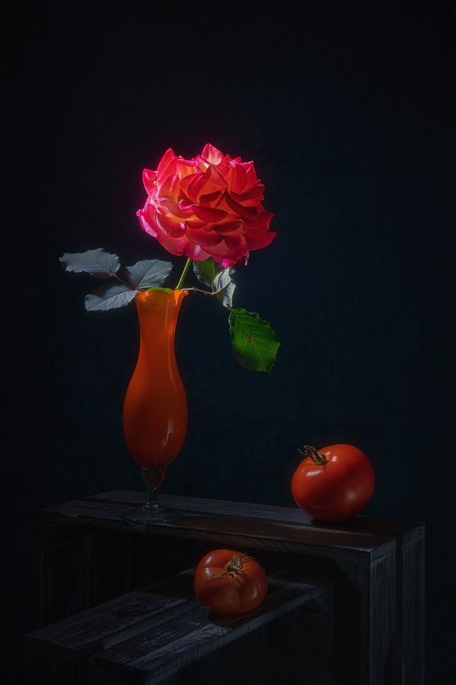 ドラマチックなバラの静物画 作： 