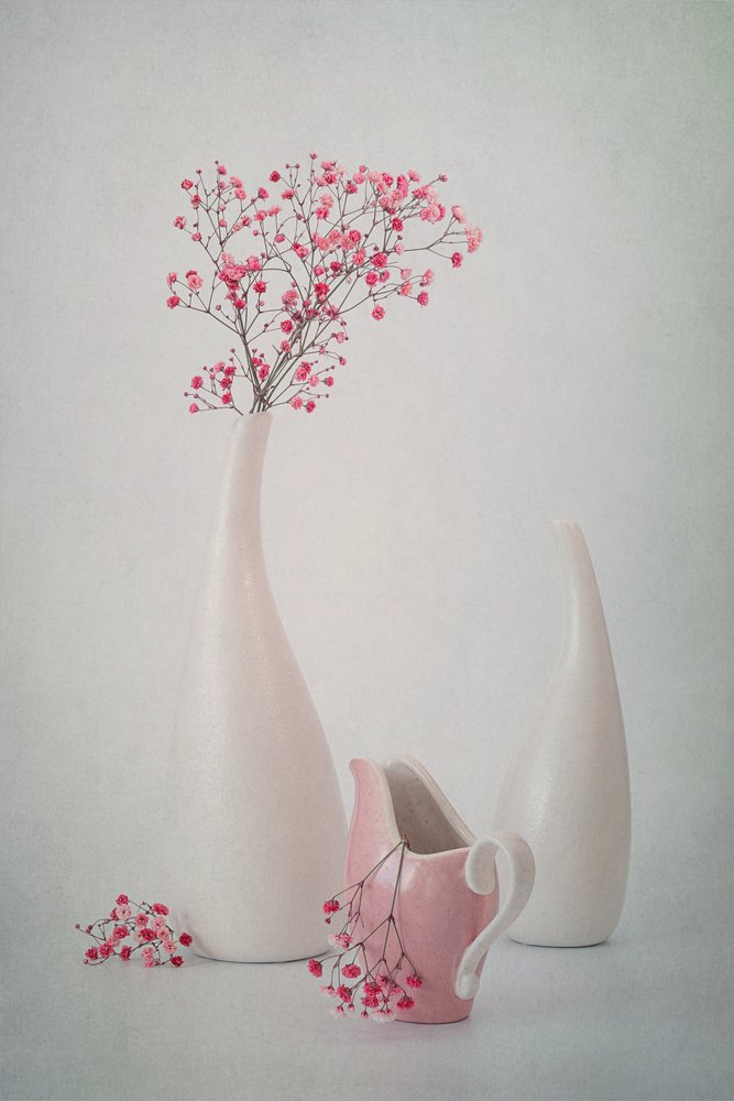 優しいピンクの花柄 作： 