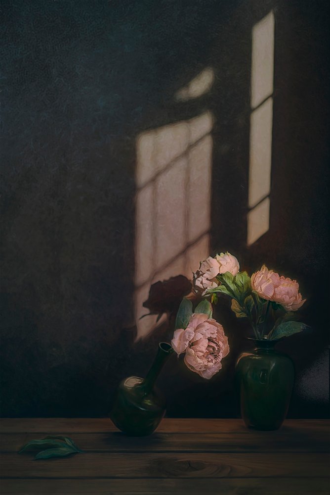 ムーディな花の静物画 作： 