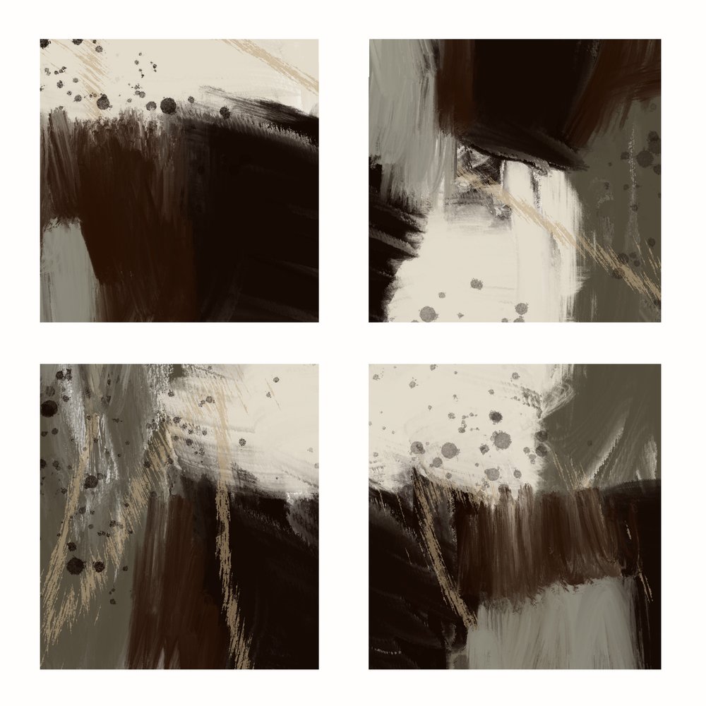 ダークアースカラーの抽象画 作： 