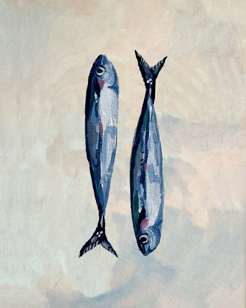 青い海に浮かぶイワシ 作： 