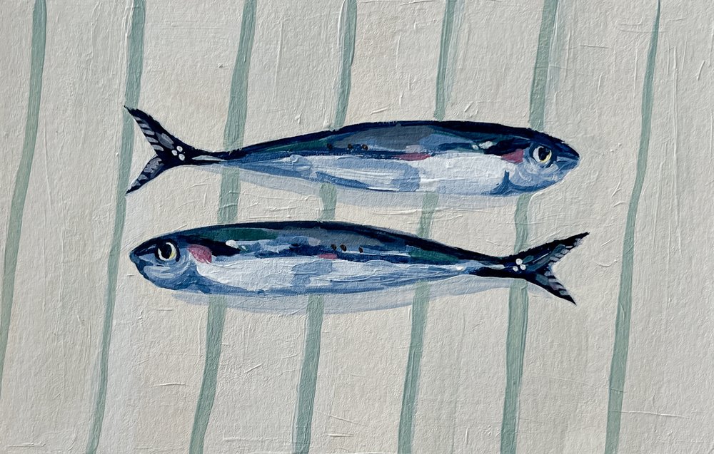 青い魚2匹 作： 