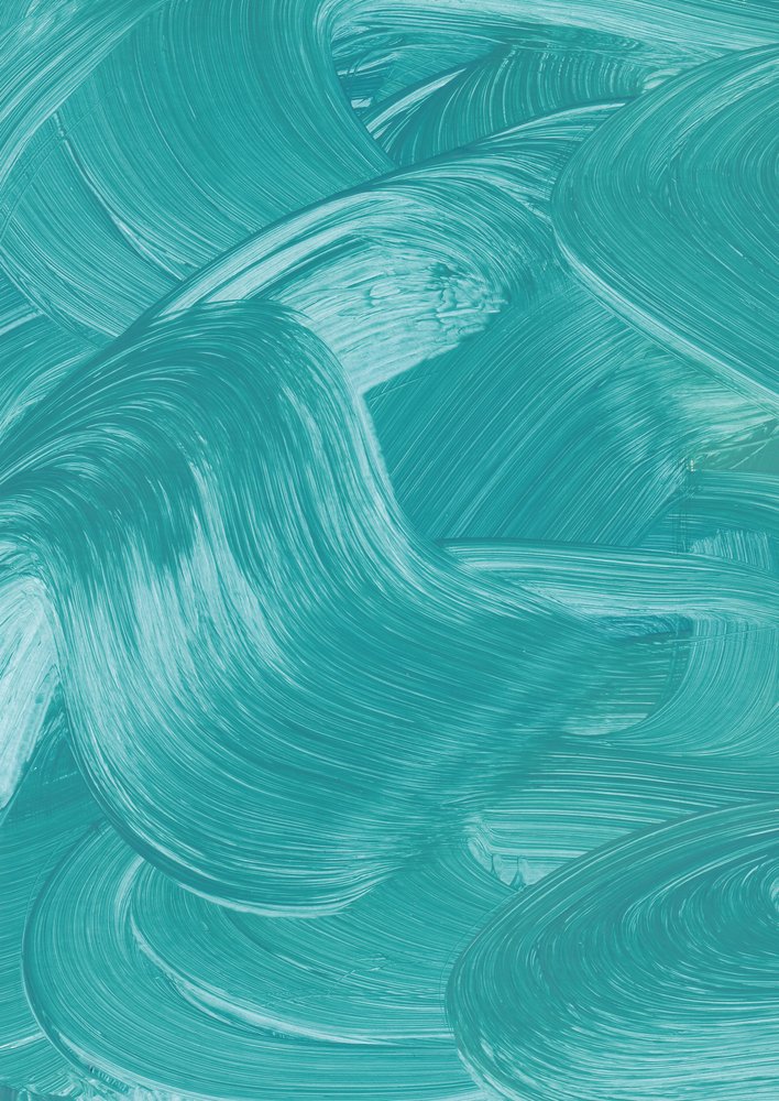 流れるようなティール色の筆致 作： 