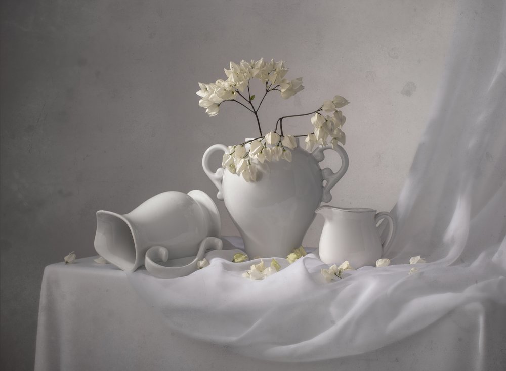 優雅な白い静物画 作： 