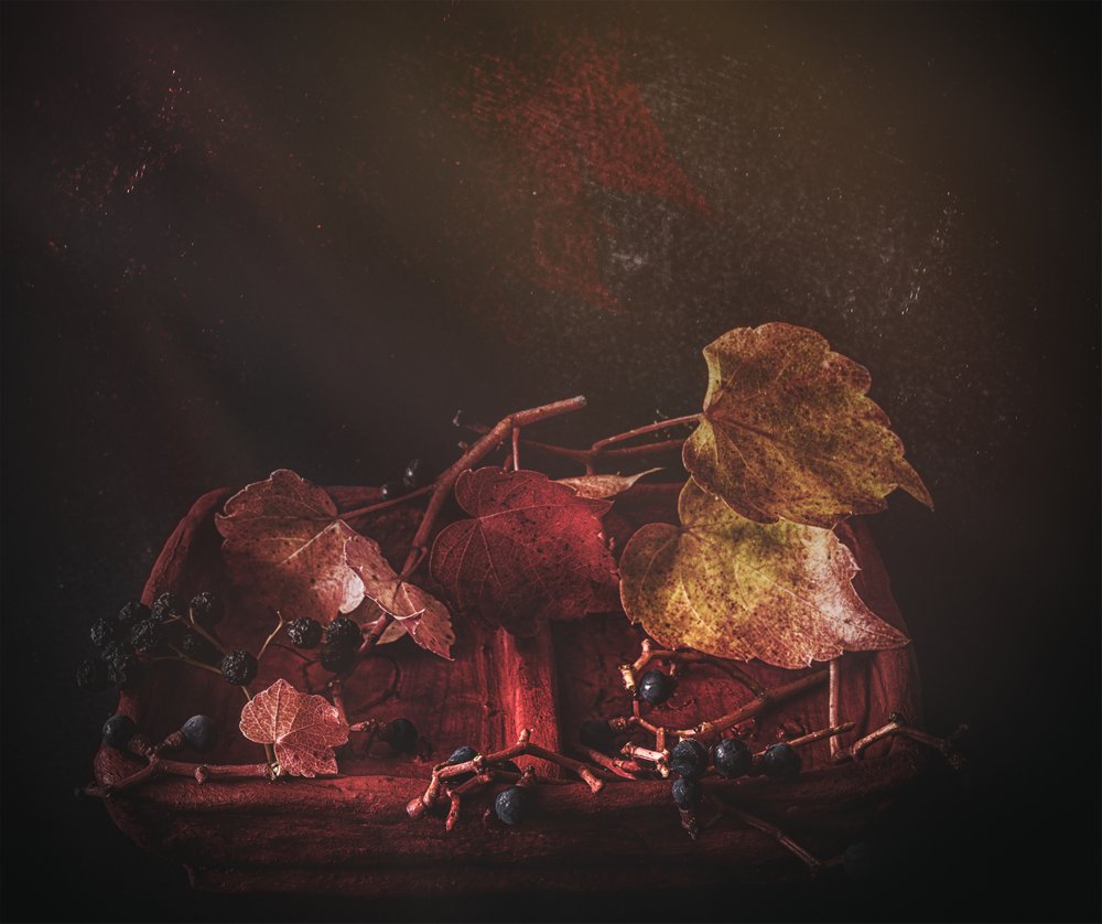 物思いにふける秋の紅葉 作： 