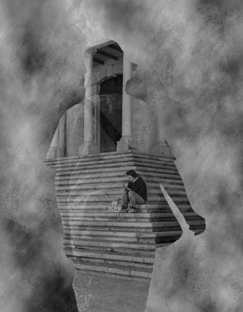 古代の階段での瞑想 作： 