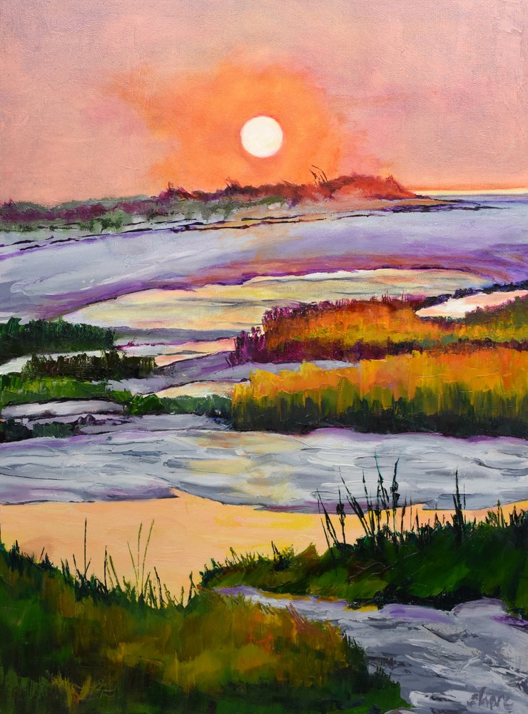 活気あふれる湿原の夕日 作： 