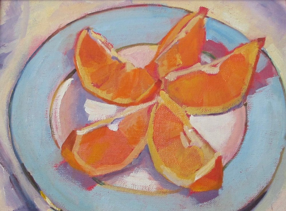 鮮やかなオレンジ色の静物画 作： 