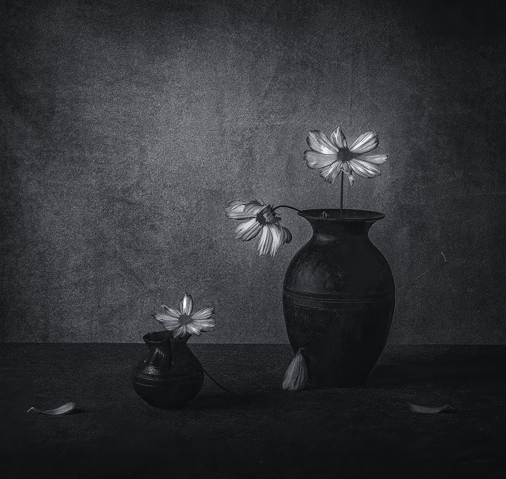 色あせた花の静物画 作： 