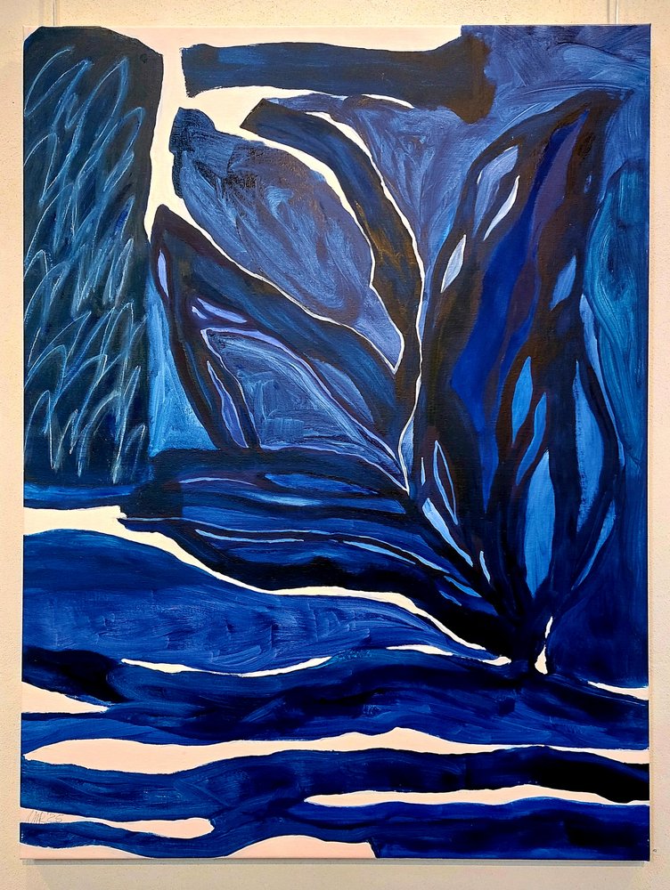 流動的な青の自然抽象画 作： 