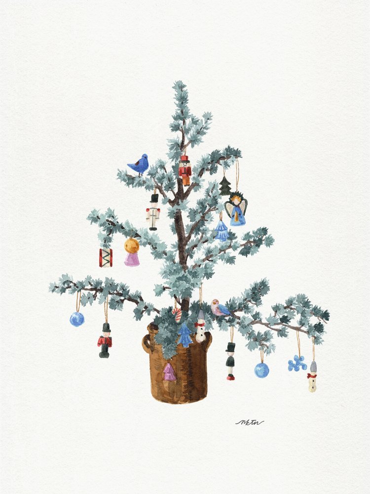 鉢植えの祝祭的なクリスマスツリー 作： 