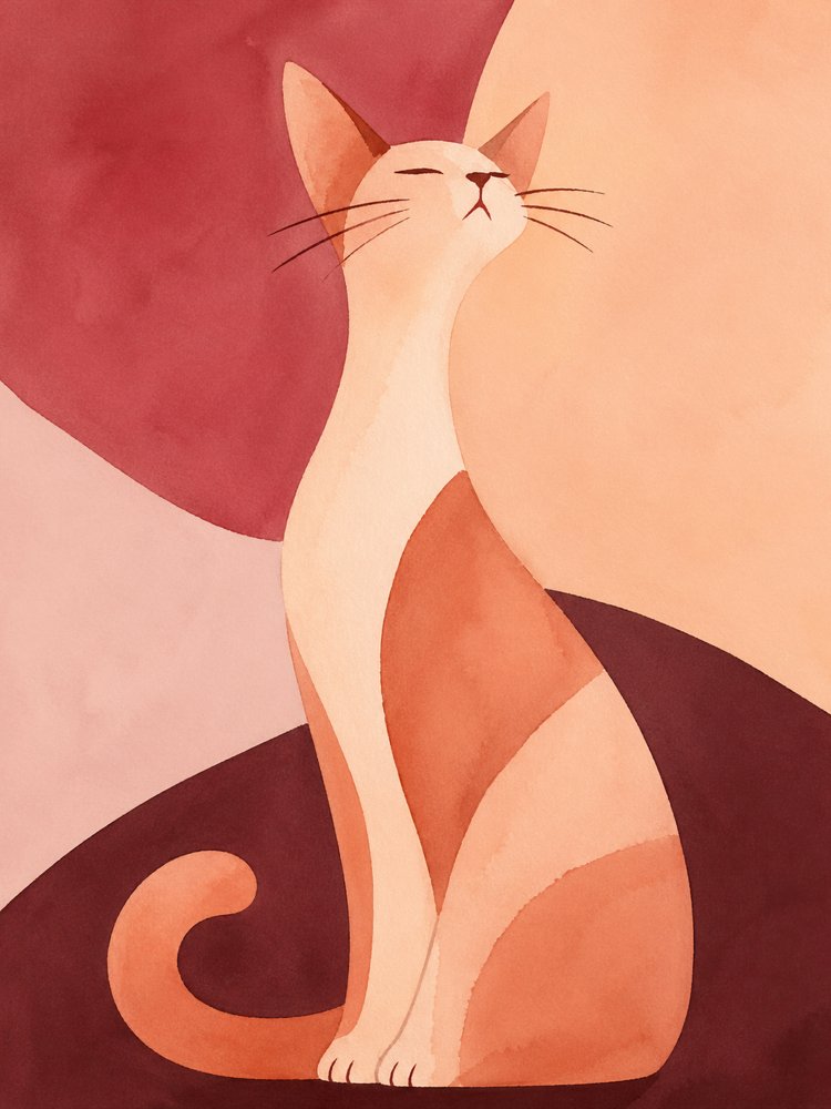 抽象的な水彩画の猫 作： 
