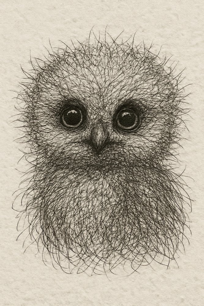 ふわふわでかわいい赤ちゃんフクロウ 作： 