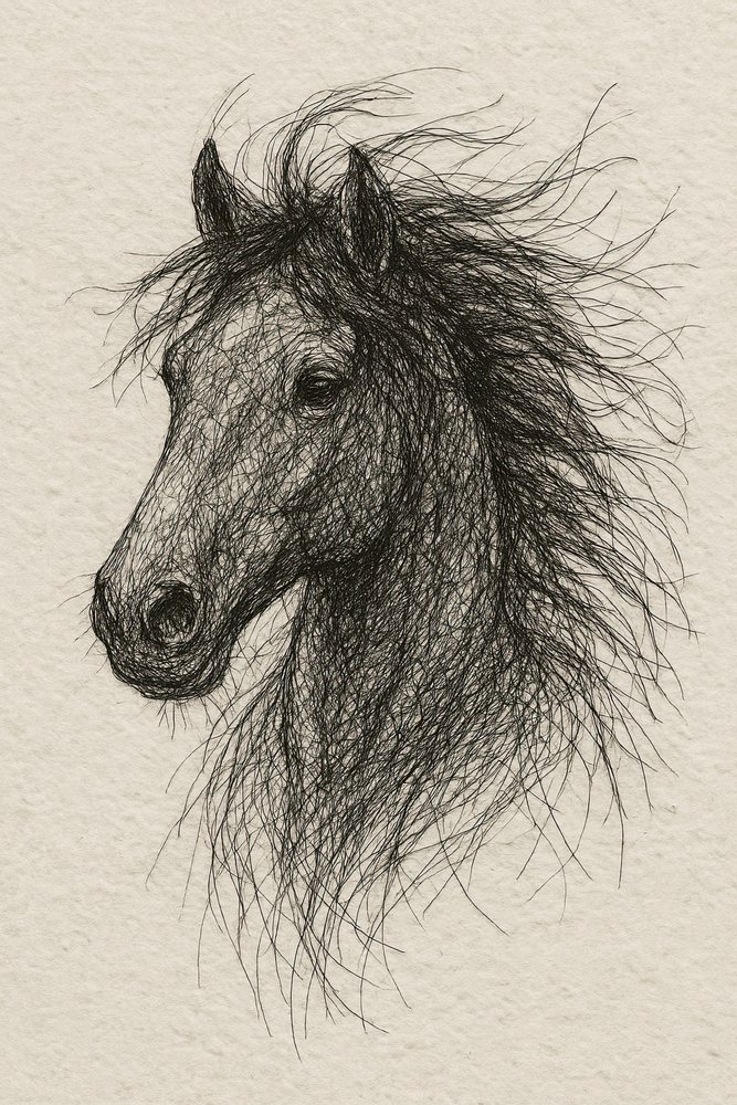野生の馬のスケッチ 作： 