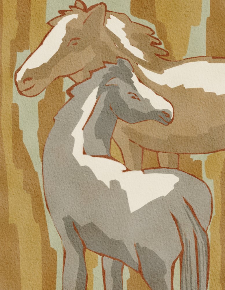 穏やかな馬の家族 作： 