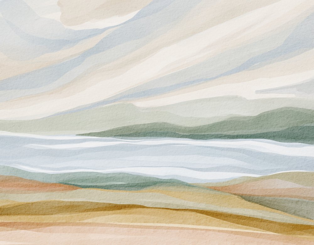 穏やかな水彩画の風景 作： 