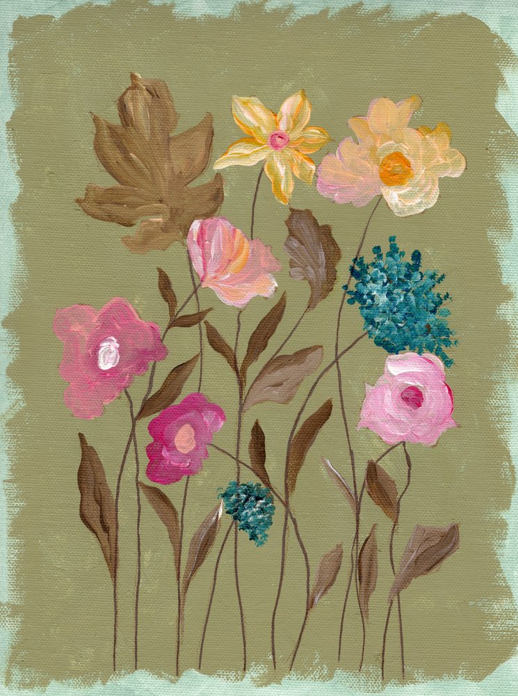 絵画のような庭の花々 作： 