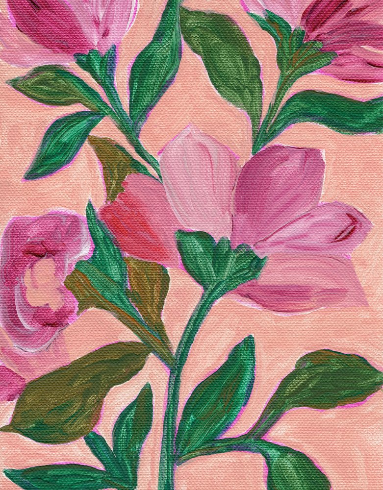 鮮やかなピンクの花 作： 