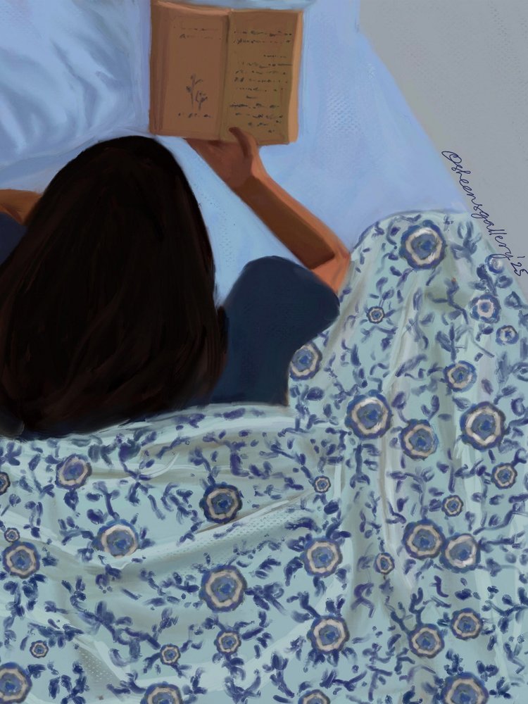 ベッドでの心地よい読書 作： 