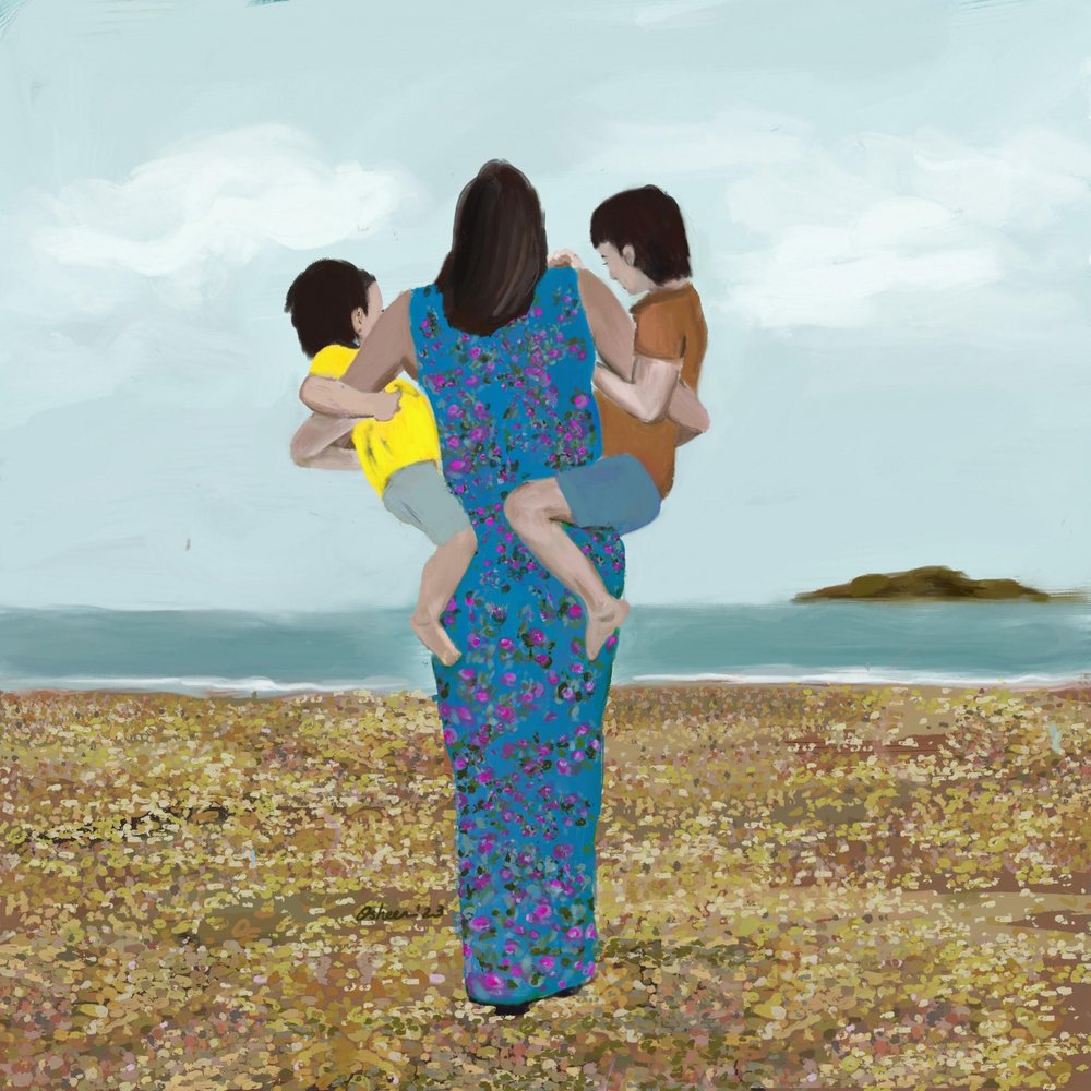 浜辺の母と息子たち 作： 
