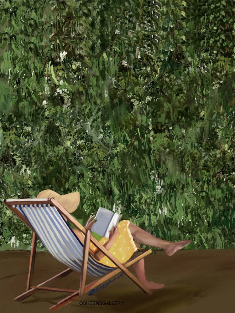 庭での読書 作： 
