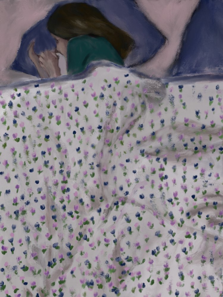 花のベッドにいる女性 作： 