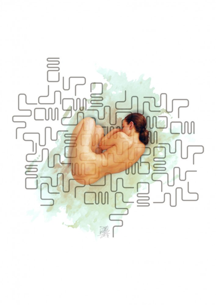 穏やかな裸婦の抽象画 作： 