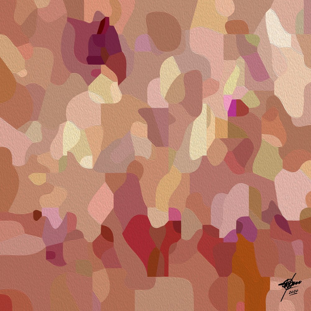 柔らかく落ち着いた抽象画 作： 