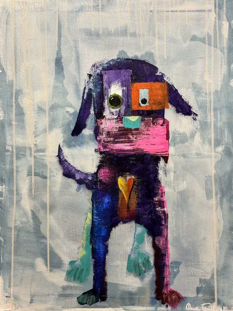 カラフルな抽象画の犬 作： 