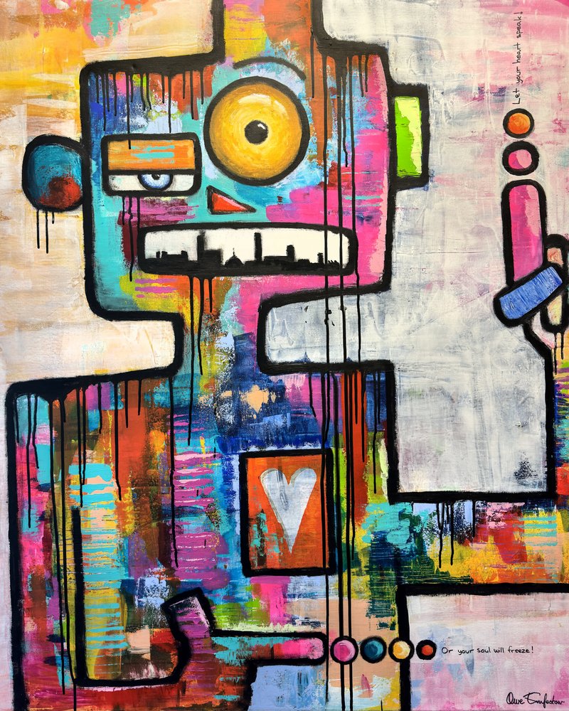 カラフルなストリートアートのロボット 作： 