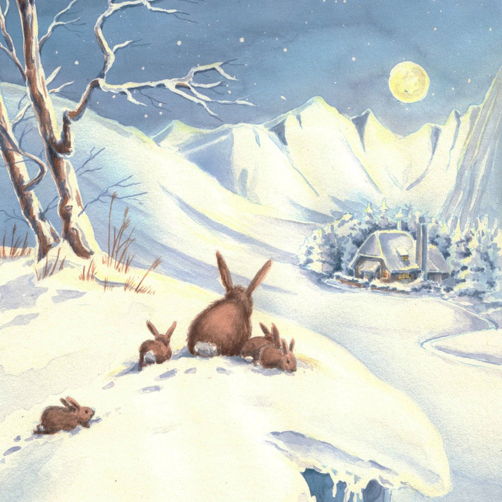 ウサギたちの冬の月明かりの夜 作： 