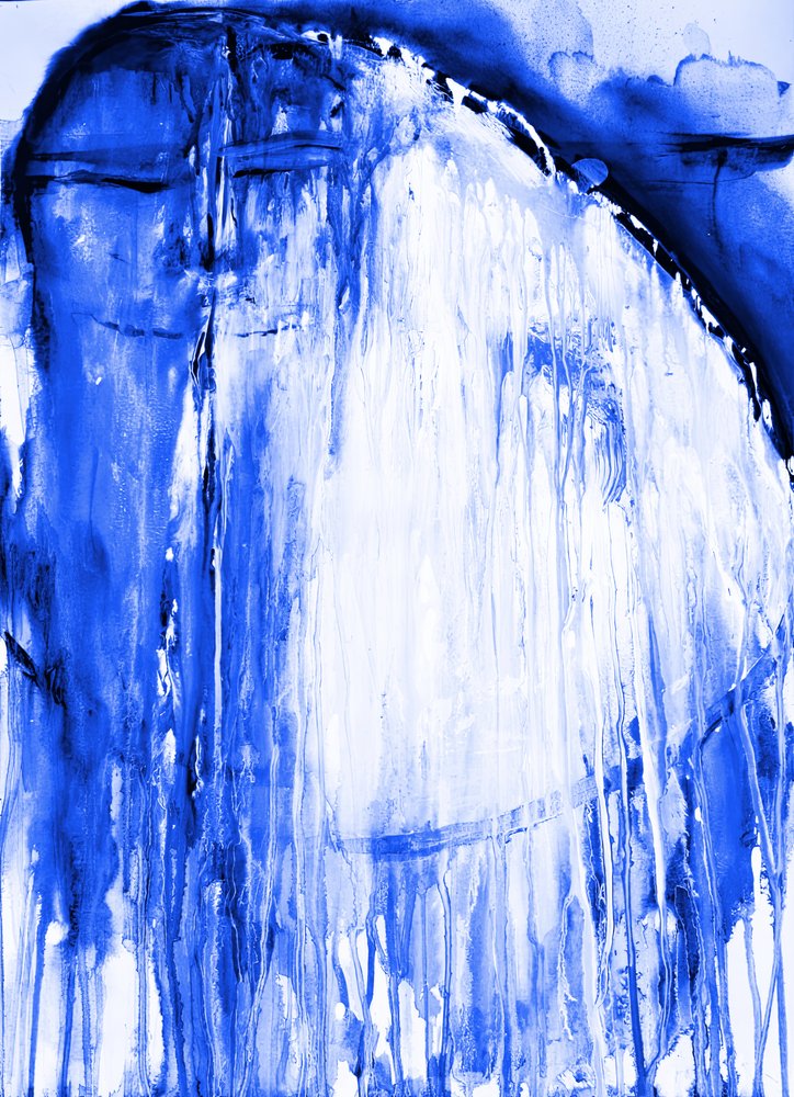 流れるような青の抽象画 作： 