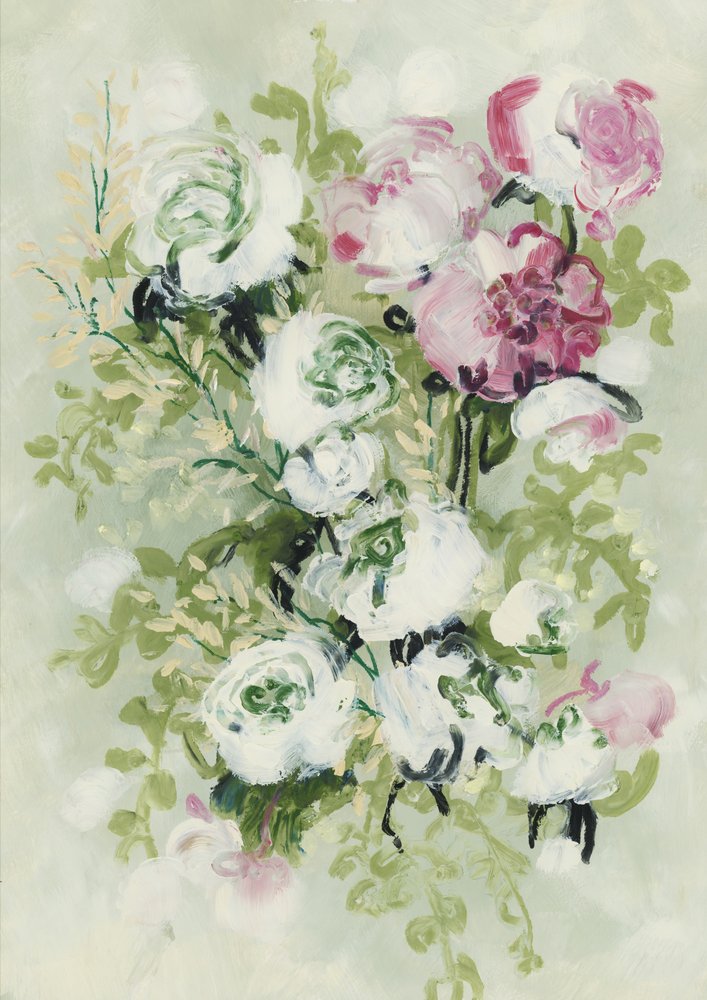 ピンクと白の花 作： 