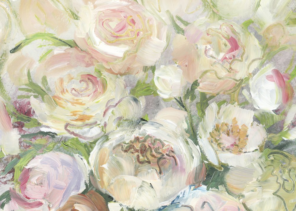 柔らかなパステルカラーの花々 作： 