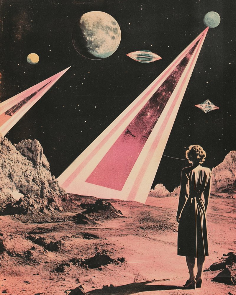 女性が異星の世界を眺める 作： 