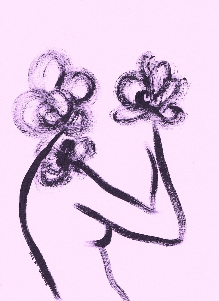 抽象的な裸体の花 作： 