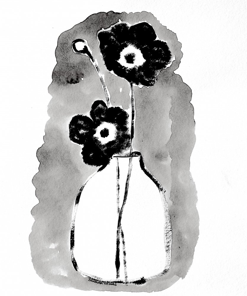 花瓶の中の暗い花々 作： 