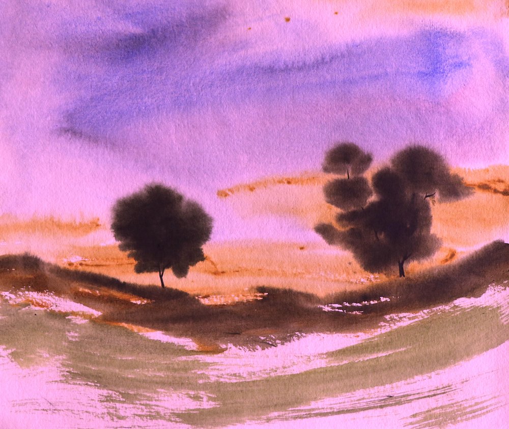 夢のような夕焼けの風景 作： 