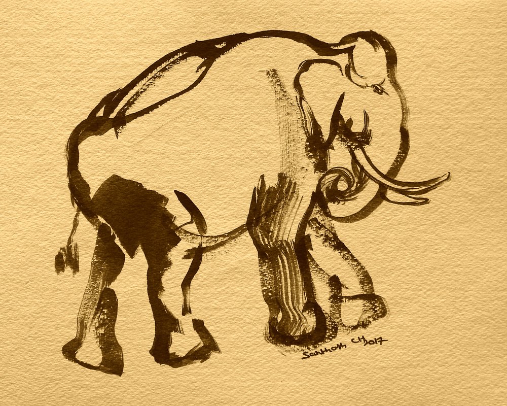 優雅な墨絵の象 作： 