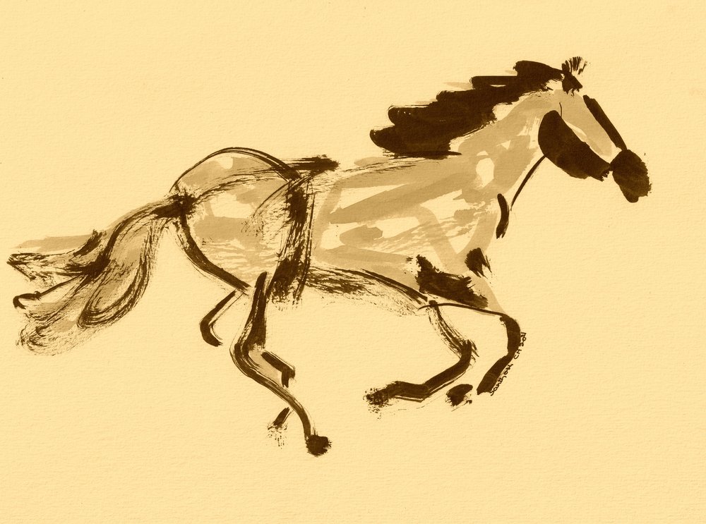 疾走するセピア色の馬 作： 