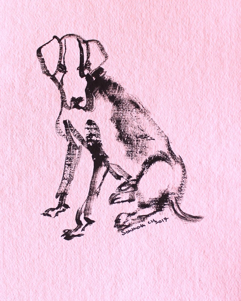 犬の墨絵スケッチ 作： 