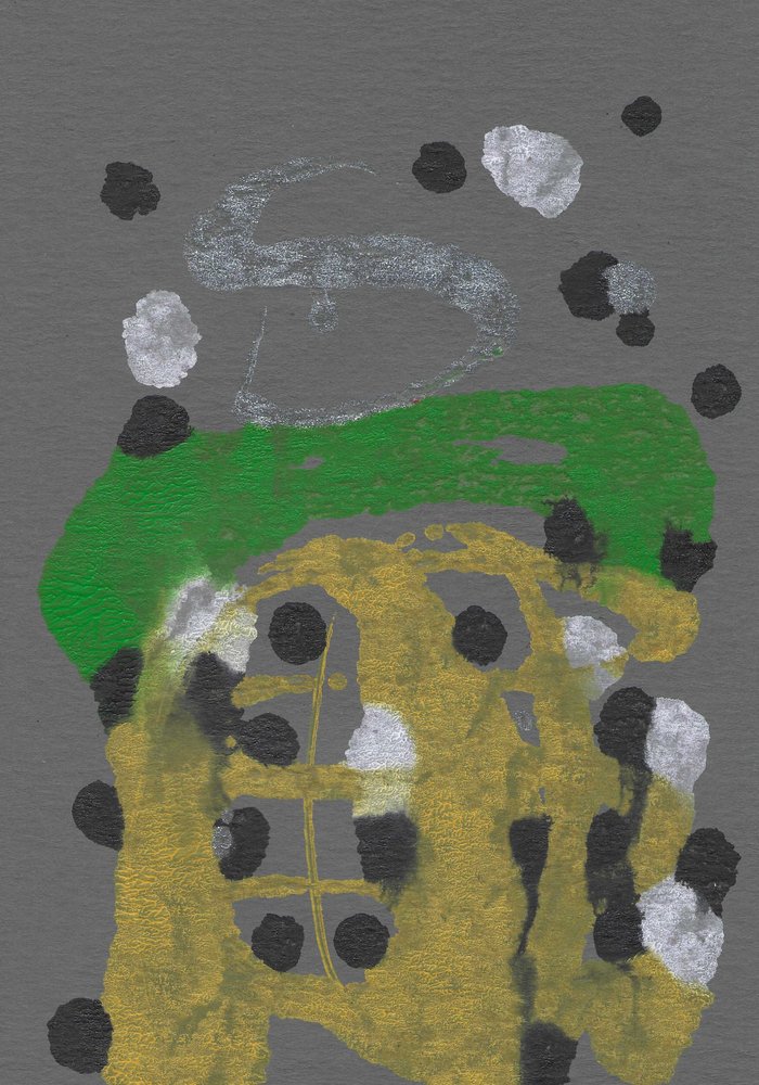 メタリックな金緑色の抽象画 作： 