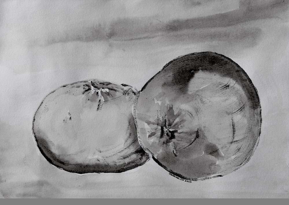 モノクロームの柑橘類の半分 作： 