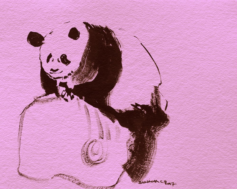 ピンクのパンダのスケッチ 作： 