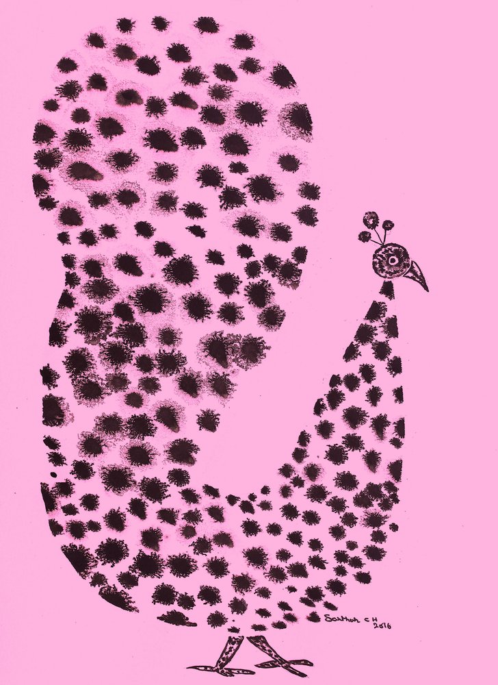 ピンクの斑点のある孔雀 作： 